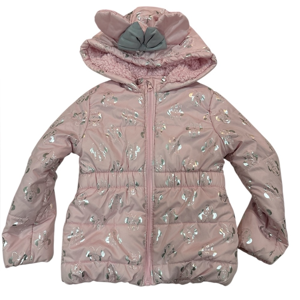 Disney Minnie Mouse Pink Puffer jacket with Silver Accents sz 6x
